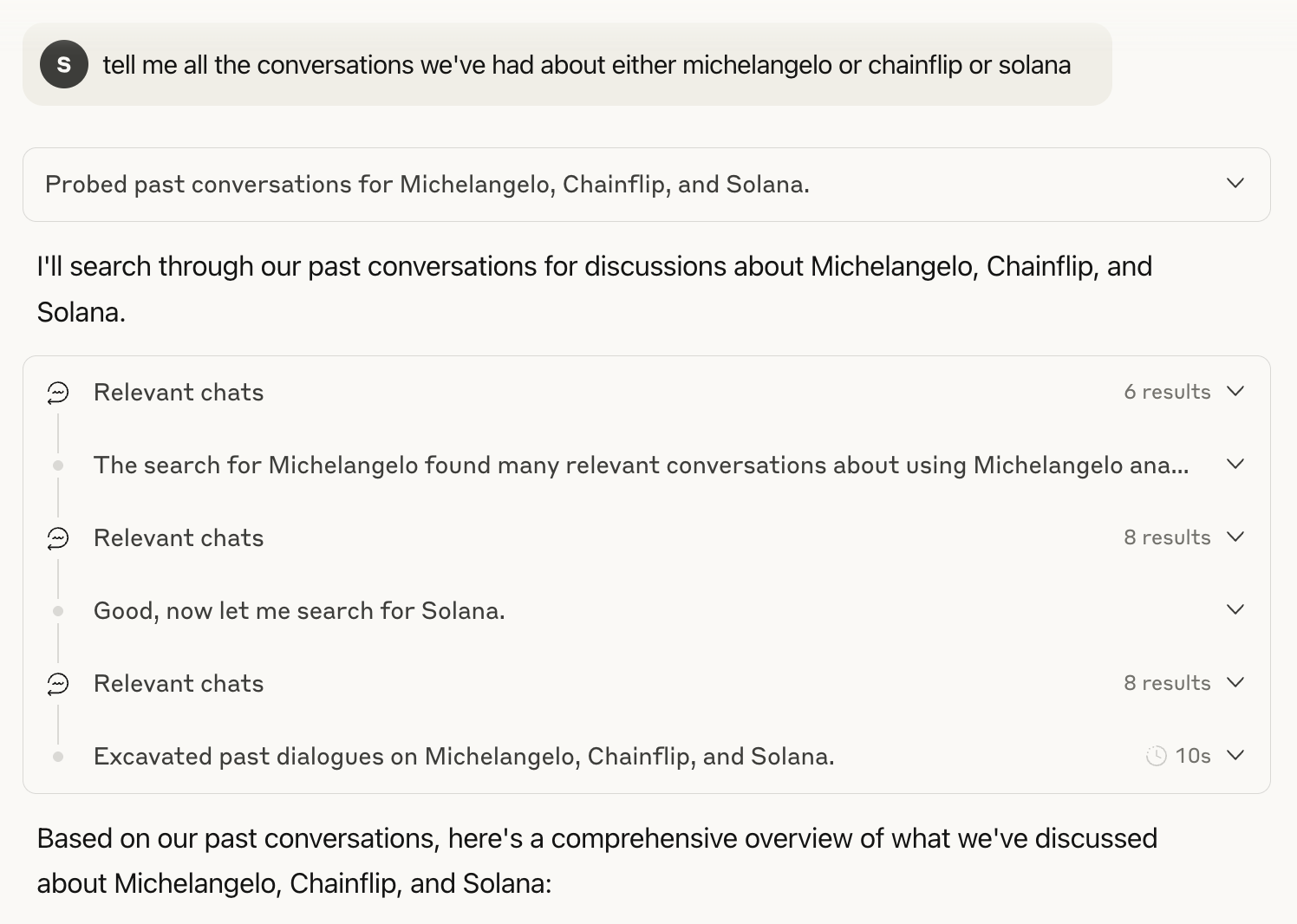 Claude running multiple searches for different topics